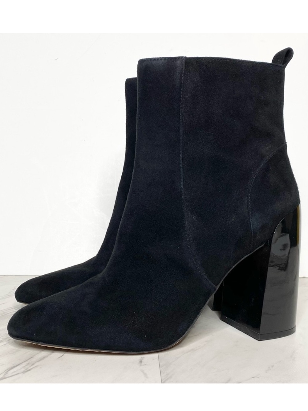 Vince Camuto Enverna Black Suede Heeled Bootie 9 1/2 M